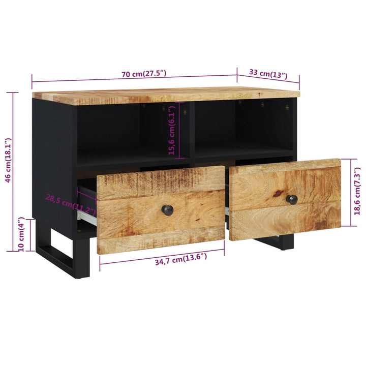 Tv-Schrank 70X33X46 Cm Massivholz Mango