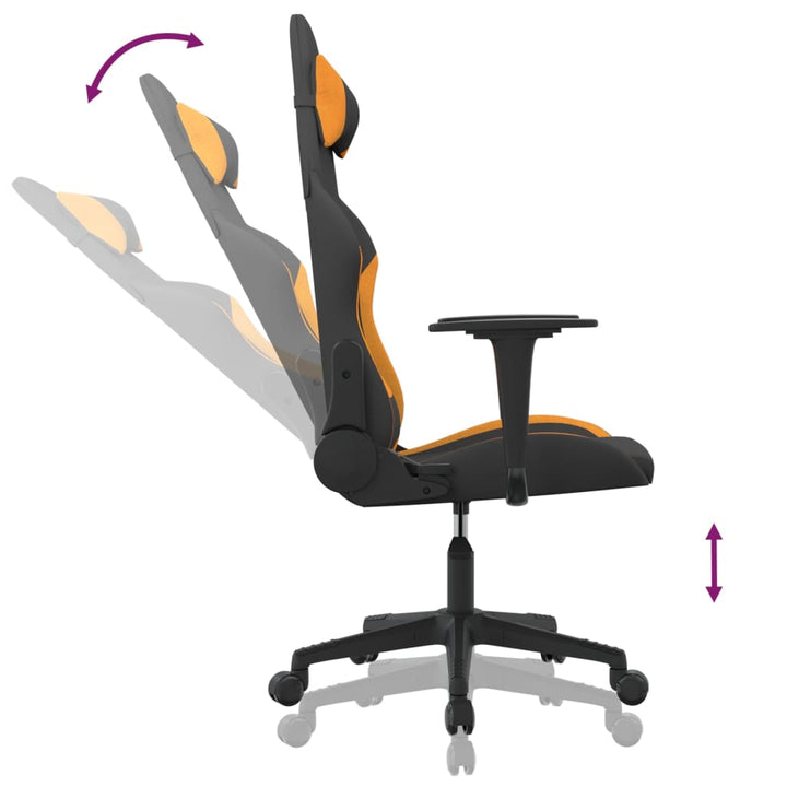 Gaming-Stuhl Mit Massagefunktion Schwarz Und Orange Stoff