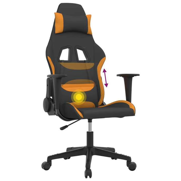 Gaming-Stuhl Mit Massagefunktion Schwarz Und Orange Stoff