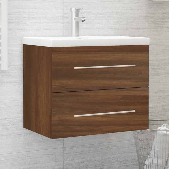 Waschbeckenschrank Mit Einbaubecken Braun Eiche Holzwerkstoff Braune Eiche