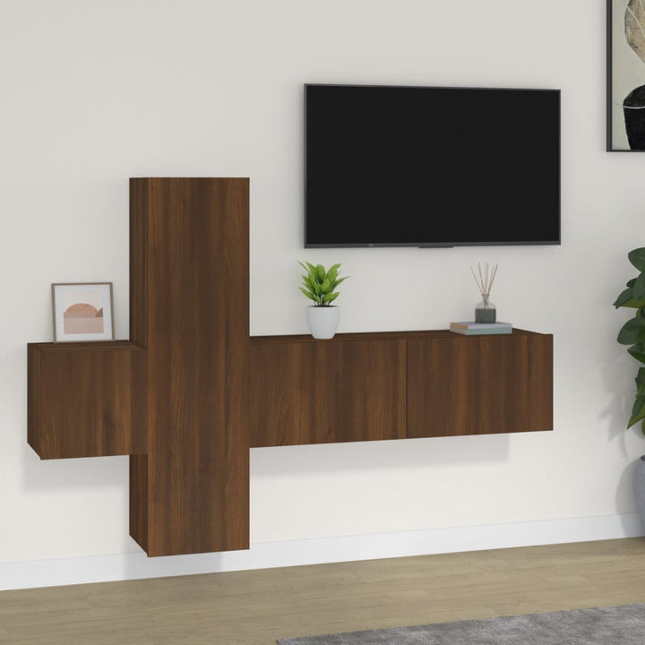 5-Tlg. Tv-Schrank-Set Wandmontage -Optik Holzwerkstoff