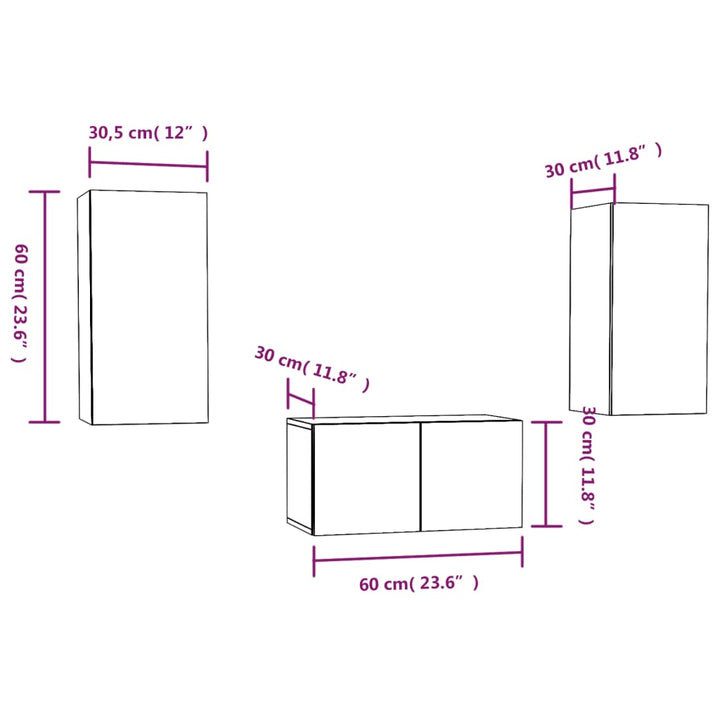 3-Tlg. Tv-Schrank-Set Holzwerkstoff