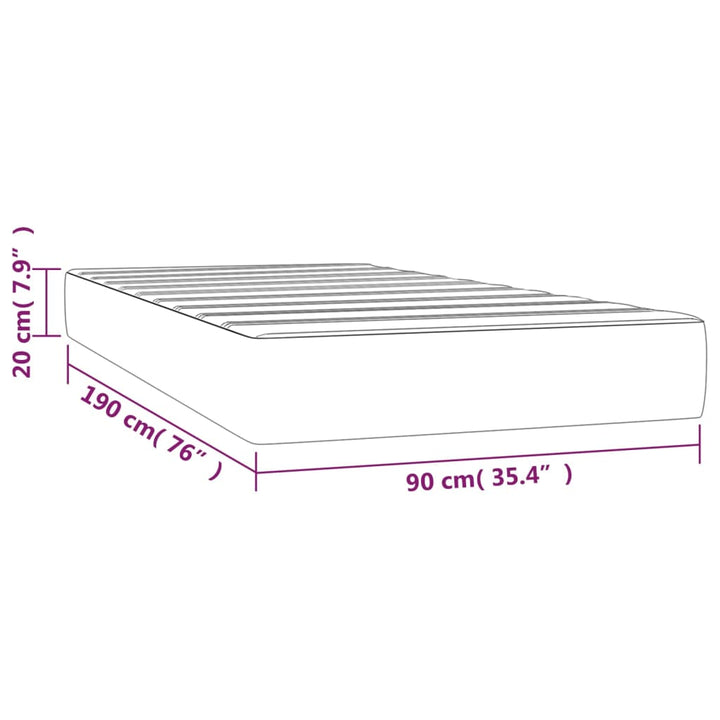 Taschenfederkernmatratze 90X190X20 Cm Samt Dunkelgrau