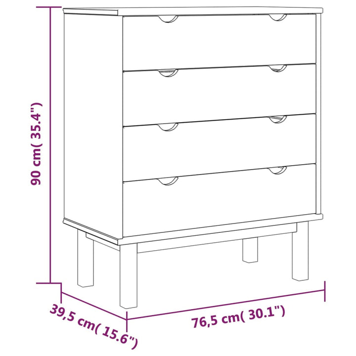 Schubladenschrank Otta 76,5X39,5X90 Cm Massivholz