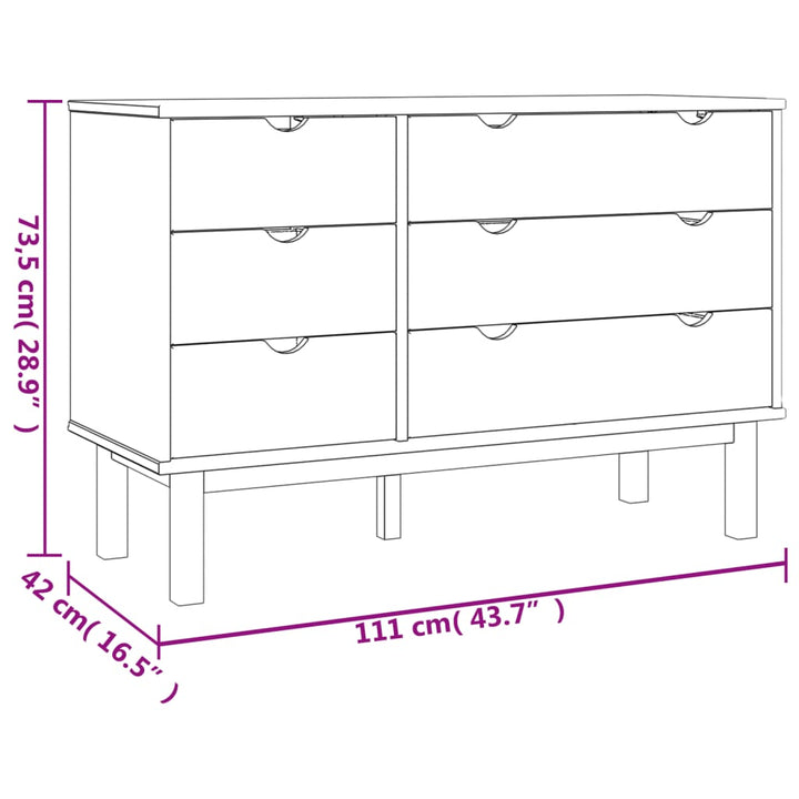 Schubladenschrank Otta 111X43X73,5 Cm Massivholz Kiefer