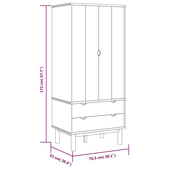 Kleiderschrank Otta 76,5X53X172 Cm Massivholz Kiefer