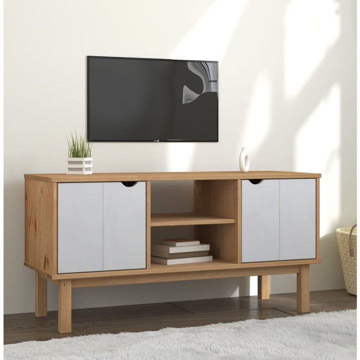 Tv-Schrank Otta 113,5X43X57 Cm Massivholz Kiefer