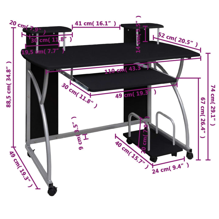 Computertisch 110X52X88,5 Cm Holzwerkstoff