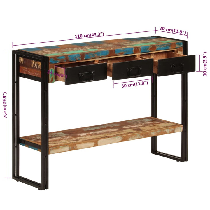 Konsolentisch 110X30X76 Cm Altholz Massiv