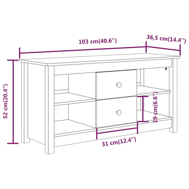 Tv-Schrank 103X36,5X52 Cm Massivholz Kiefer