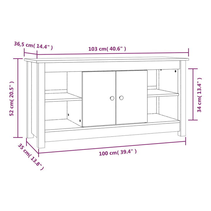 Tv-Schrank 103X36,5X52 Cm Massivholz Kiefer