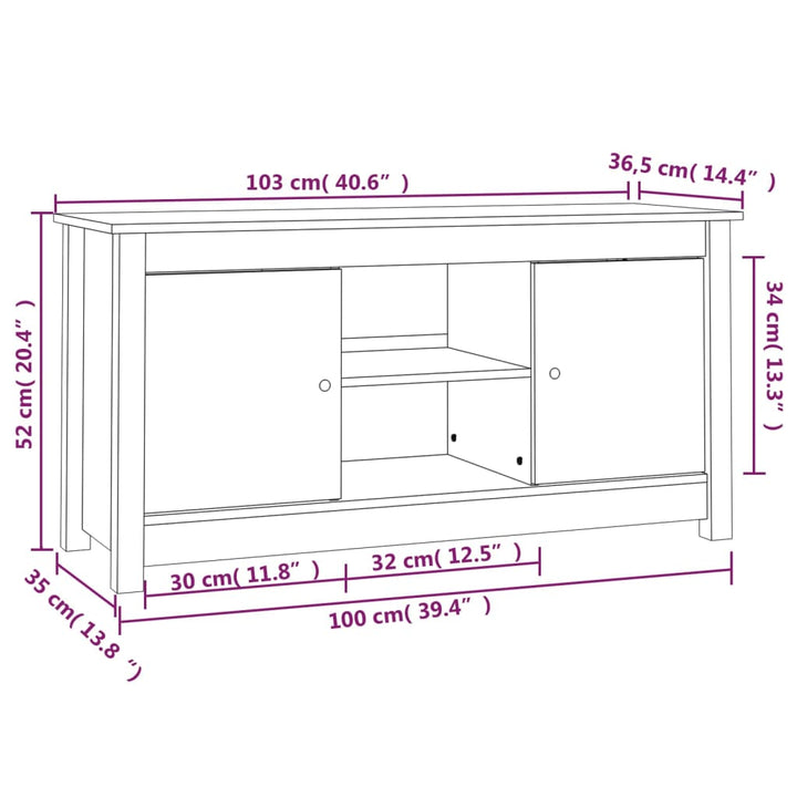 Tv-Schrank 103X36,5X52 Cm Massivholz Kiefer