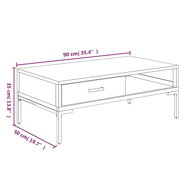 Couchtisch 90X50X35 Cm Massivholz Kiefer