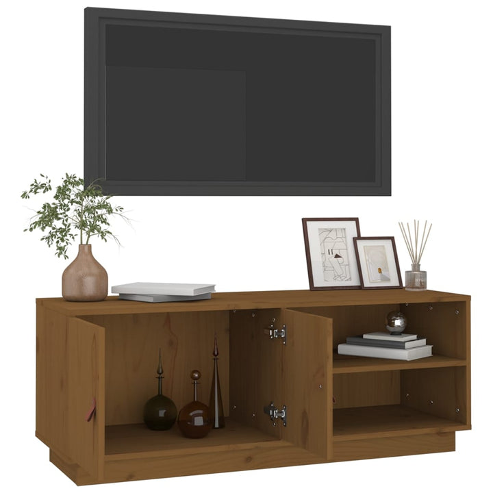 Tv-Schrank 105X34X40 Cm Massivholz Kiefer