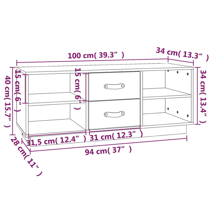 Tv-Schrank 100X34X40 Cm Massivholz Kiefer