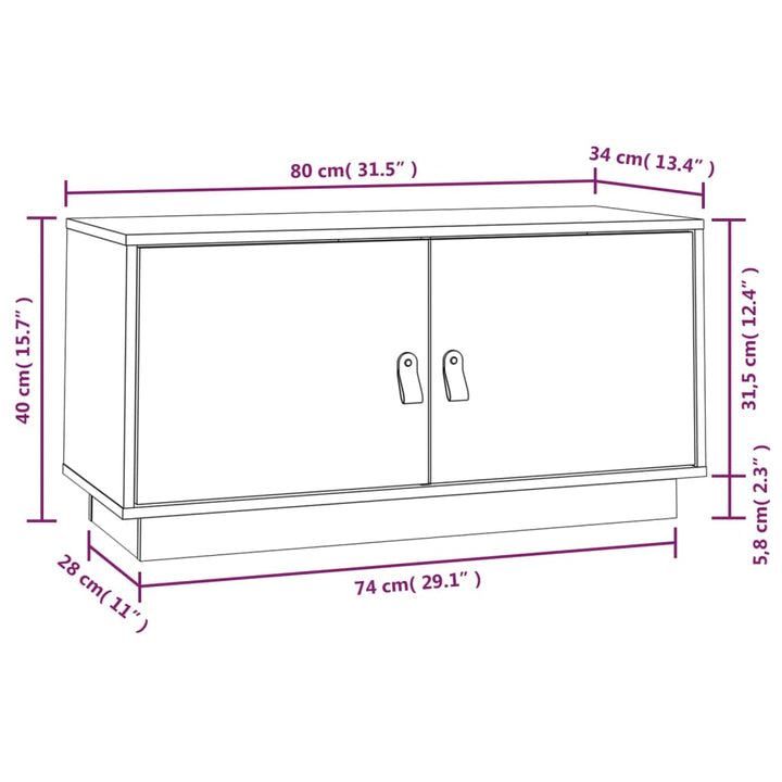 Tv-Schrank 80X34X40 Cm Massivholz Kiefer