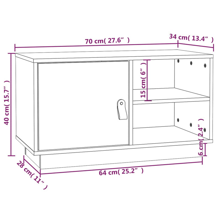 Tv-Schrank 70X34X40 Cm Massivholz Kiefer