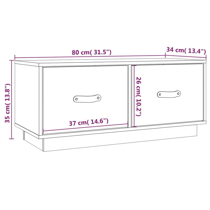 Tv-Schrank 80X34X35 Cm Massivholz Kiefer