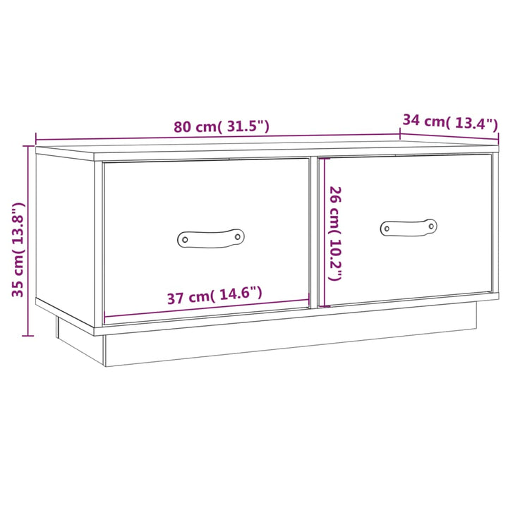 Tv-Schrank 80X34X35 Cm Massivholz Kiefer