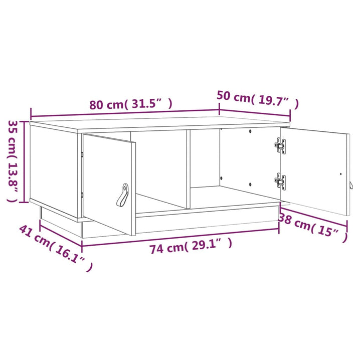 Couchtisch 80X50X35 Cm Massivholz Kiefer