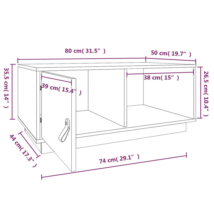 Couchtisch 80X50X35,5 Cm Massivholz Kiefer