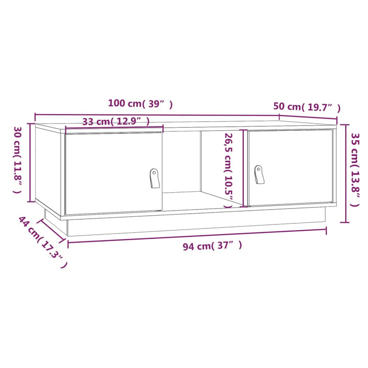 Couchtisch 100X50X35 Cm Massivholz Kiefer