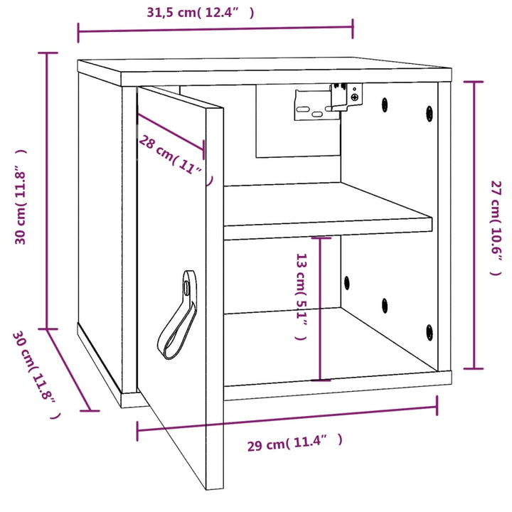 Wandschrank 31,5X30X30 Cm Massivholz Kiefer