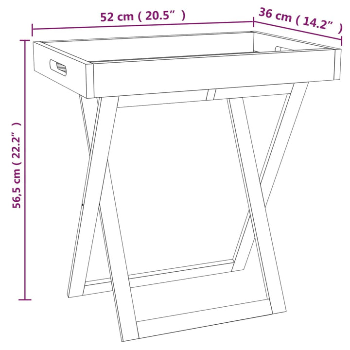 Tabletttisch Klappbar 52X36X56,5 Cm Massivholz Nussbaum