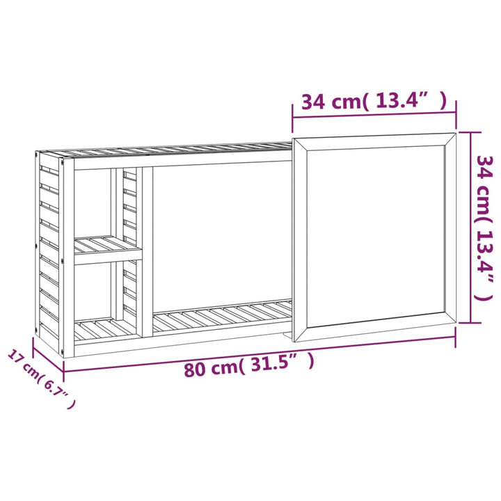 Spiegelschrank 80X17X34 Cm Massivholz Nussbaum