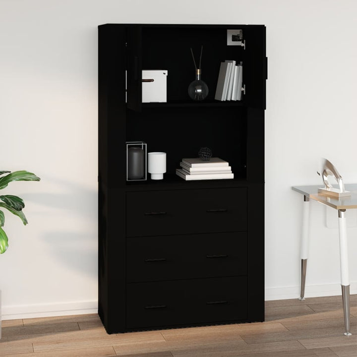 Wandschrank Schwarz 80X33X80 Cm Holzwerkstoff