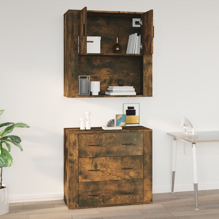 Wandschrank Räuchereiche 80X33X80 Cm Holzwerkstoff