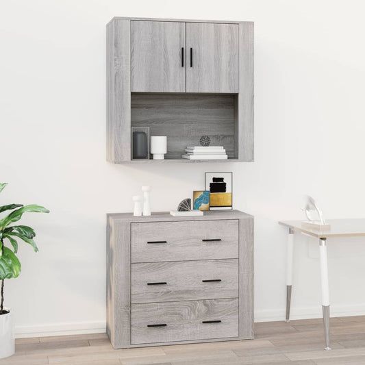 Wandschrank Grau Sonoma 80X33X80 Cm Holzwerkstoff