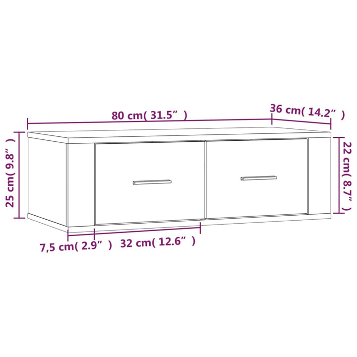 Tv-Wandschrank 80X36X25 Cm Holzwerkstoff