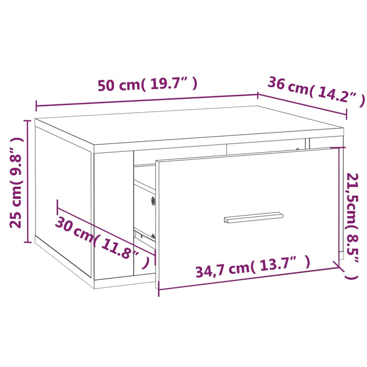 Wand-Nachttisch 50X36X25 Cm