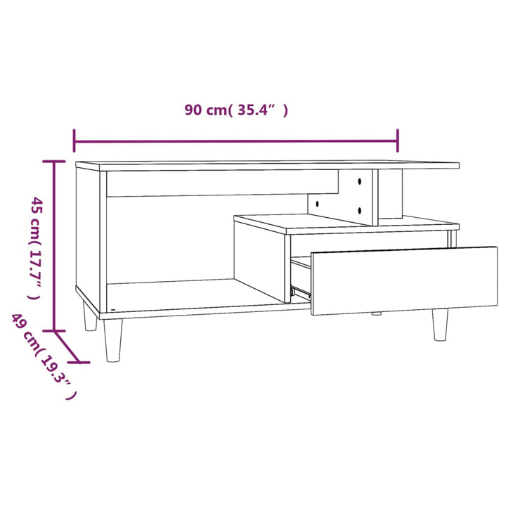 Couchtisch 90X49X45 Cm Holzwerkstoff