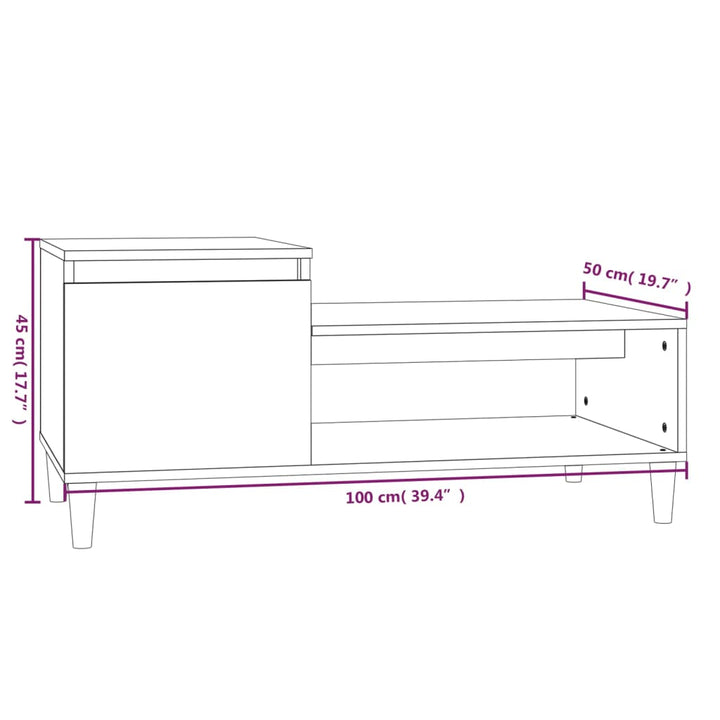 Couchtisch 100X50X45 Cm Holzwerkstoff