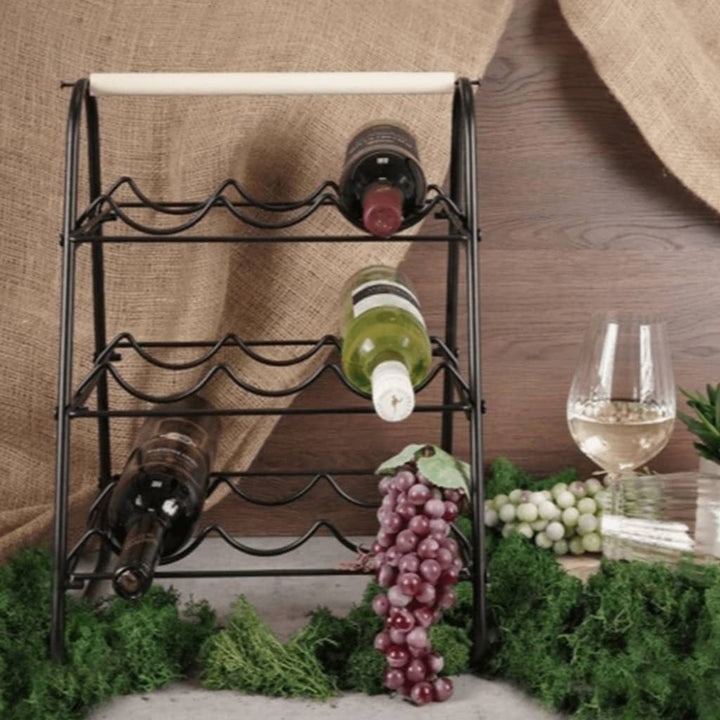 Home&Styling Weinregal Für 9 Flaschen Metall Schwarz Und Natur