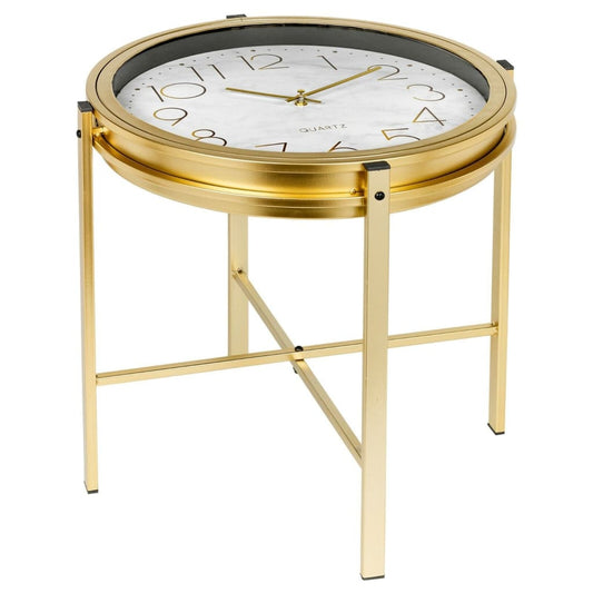 Home&Styling Beistelltisch Mit Uhr Golden Grau