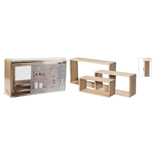 H&S Collection 3-Tlg. Holzregal-Set Natur Braun