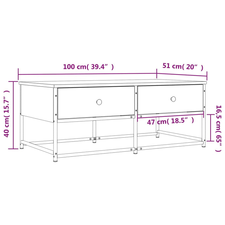 Couchtisch Sonoma-Eiche 100X51X40 Cm Holzwerkstoff