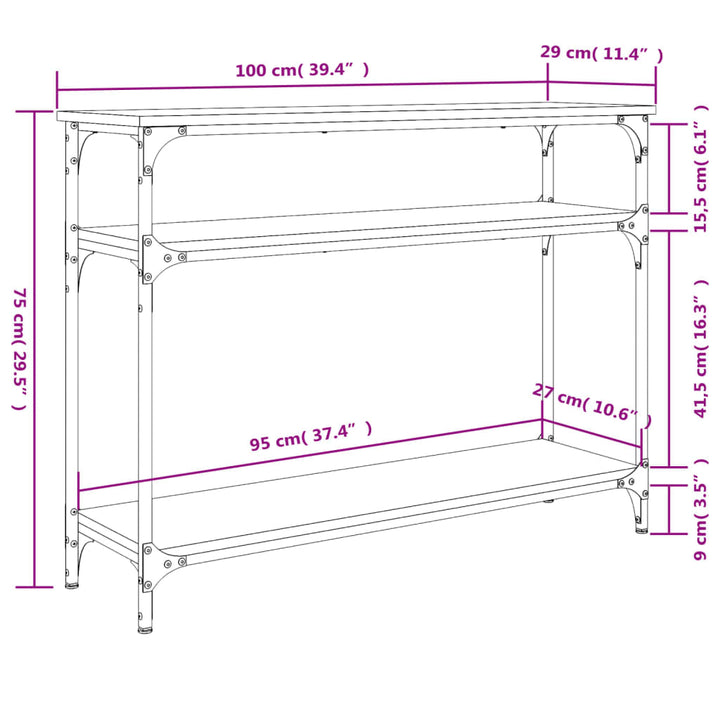 Konsolentisch 100X29X75 Cm Holzwerkstoff