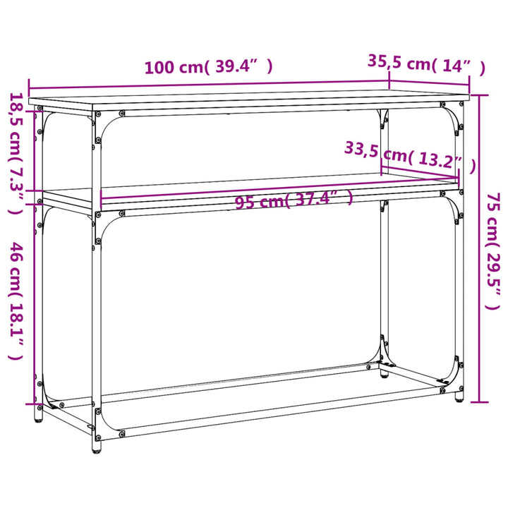 Konsolentisch Sonoma-Eiche 100X35,5X75 Cm Holzwerkstoff