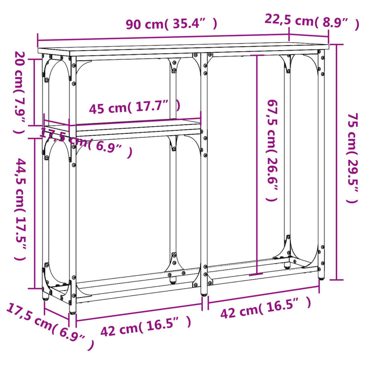 Konsolentisch 90X22,5X75 Cm Holzwerkstoff