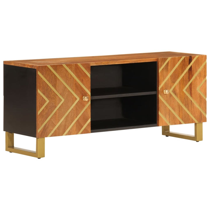 Tv-Schrank Braun Und Schwarz 105X33,5X46 Cm Massivholz Mango