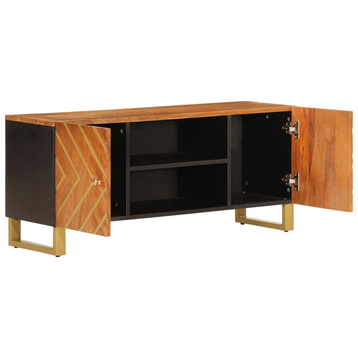 Tv-Schrank Braun Und Schwarz 105X33,5X46 Cm Massivholz Mango