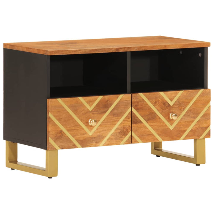 Tv-Schrank Braun Und Schwarz 70X33,5X46 Cm Massivholz Mango Grün Und Weiß