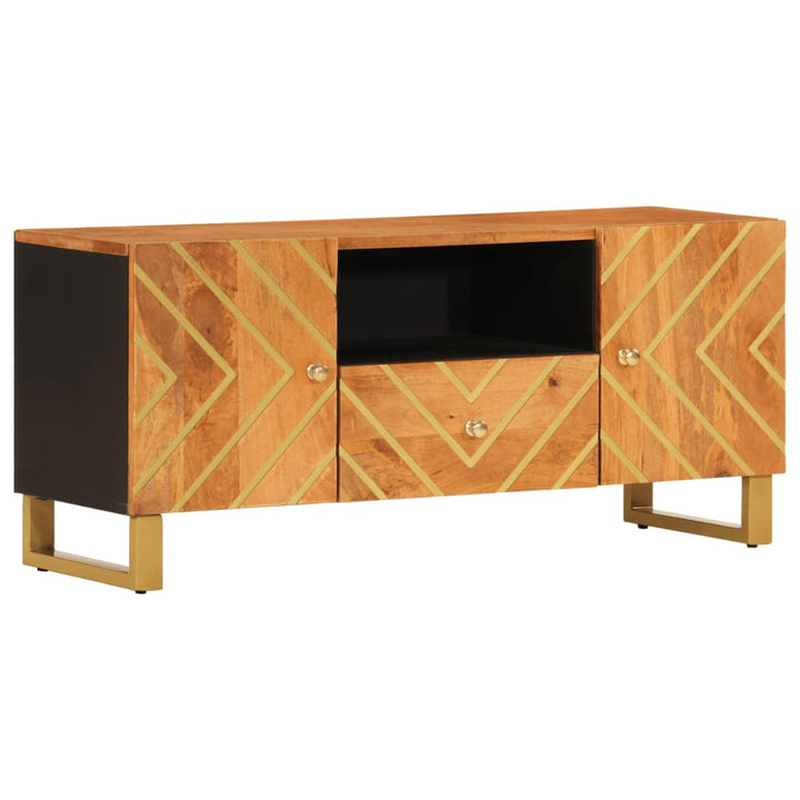 Tv-Schrank Braun Und Schwarz 105X33,5X46 Cm Massivholz Mango