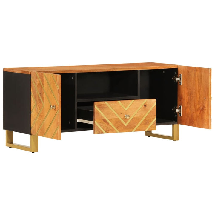 Tv-Schrank Braun Und Schwarz 105X33,5X46 Cm Massivholz Mango