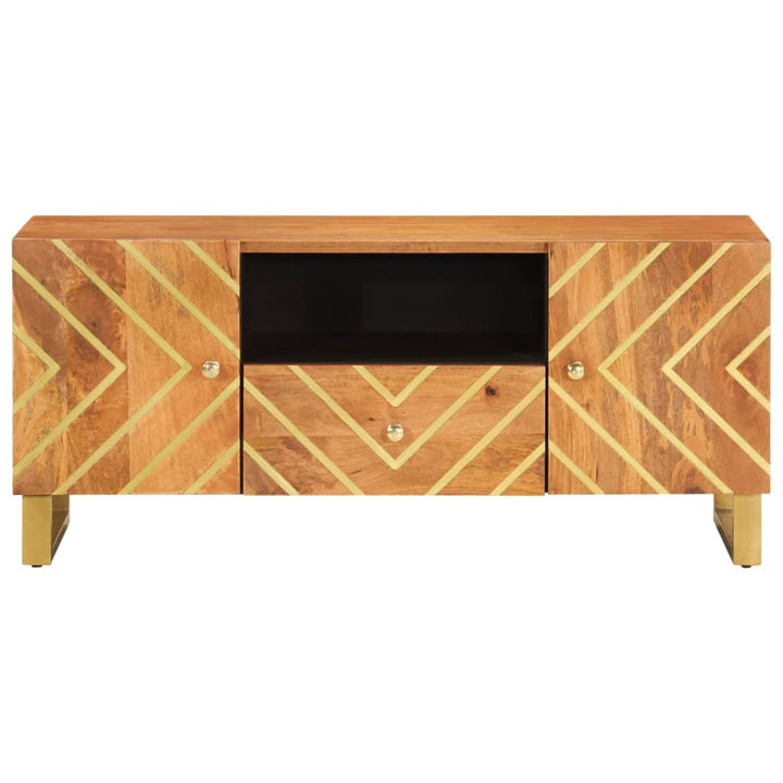 Tv-Schrank Braun Und Schwarz 105X33,5X46 Cm Massivholz Mango