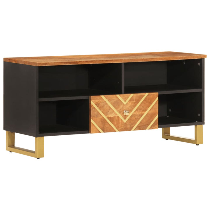 Tv-Schrank Braun Und Schwarz 100X33,5X46 Cm Massivholz Mango